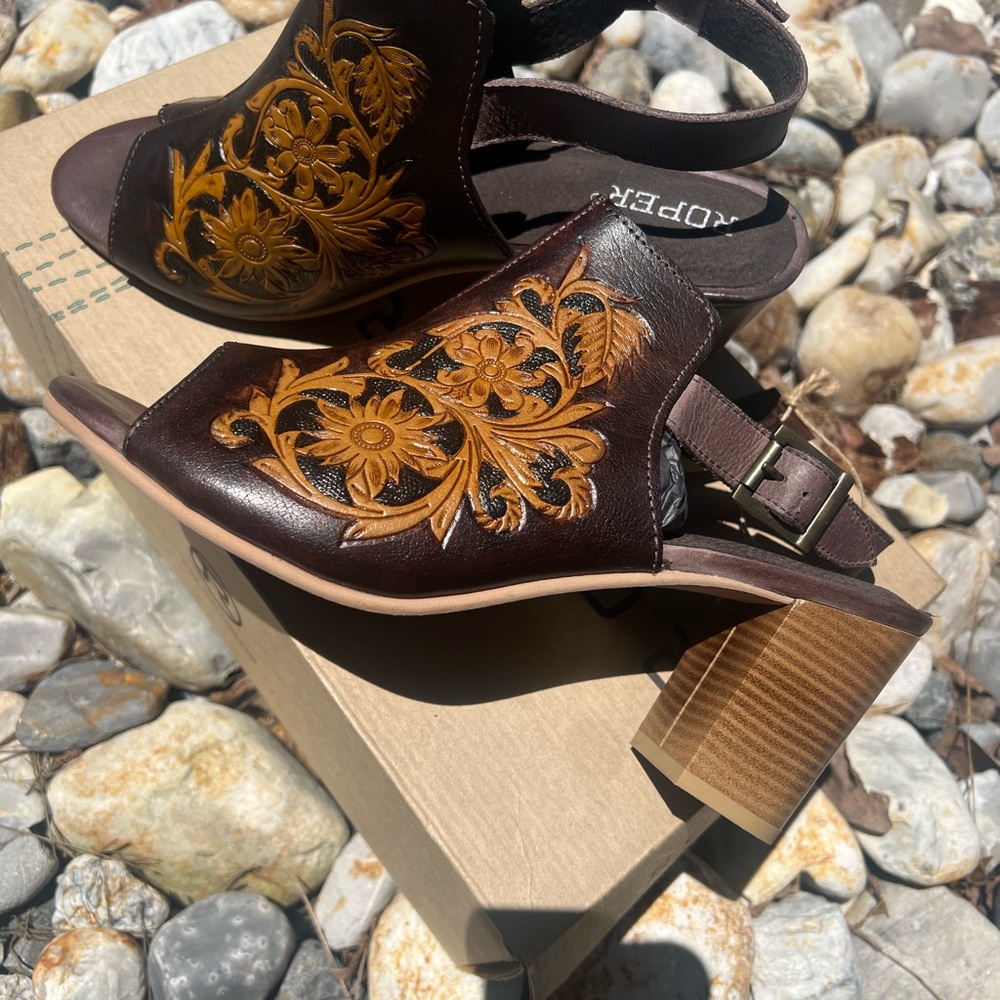 Tooled Leather Heels